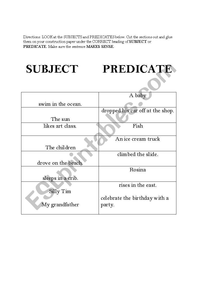 Englishlinx Com Subject And Predicate Worksheets