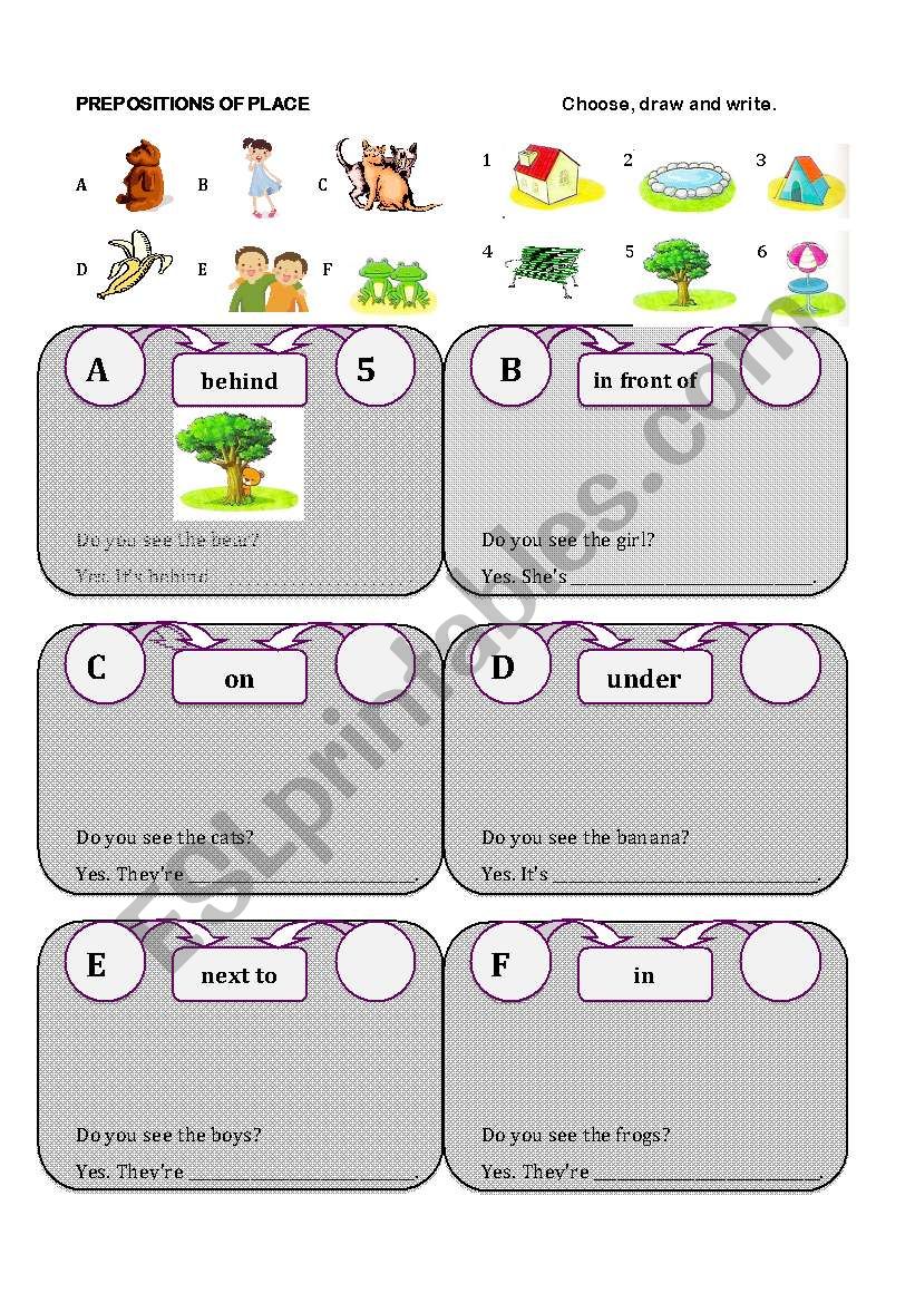 Prepositions of Place worksheet