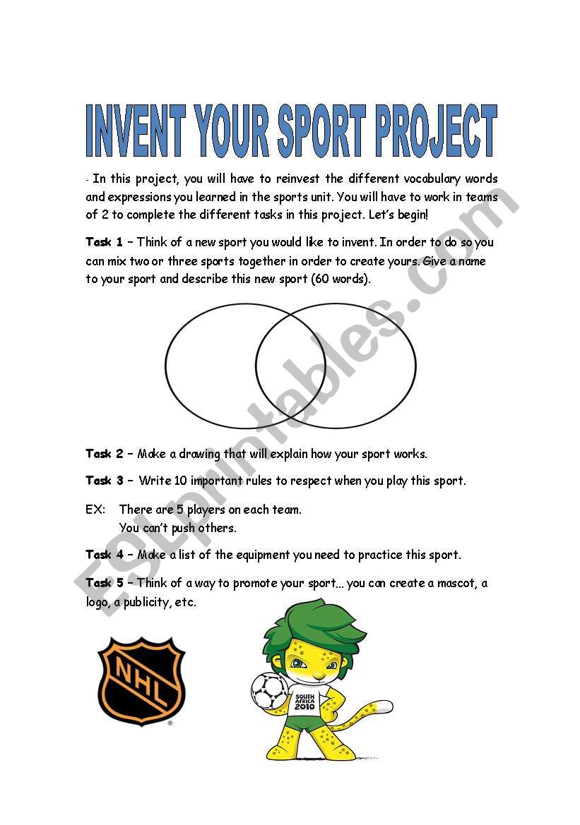 INVENT YOUR SPORT PROJECT worksheet