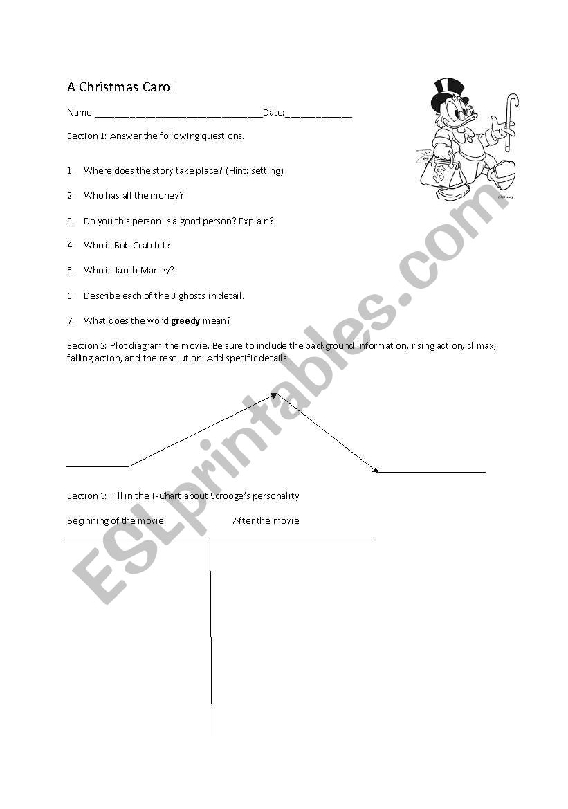 A Christmas Carol worksheet