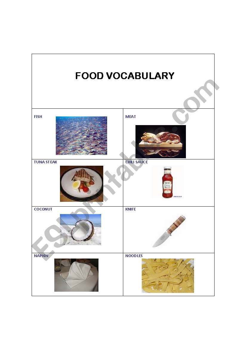 Food pictionary worksheet