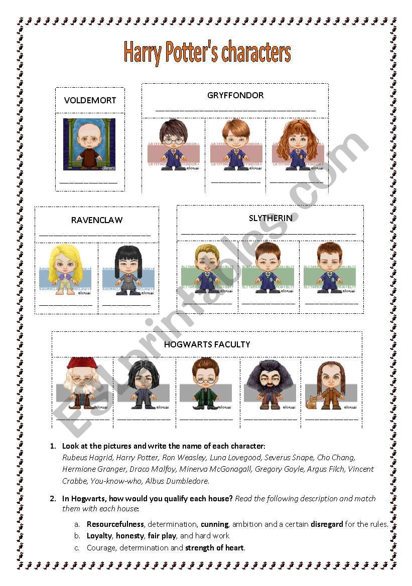 Harry Potter Reading Activity worksheet