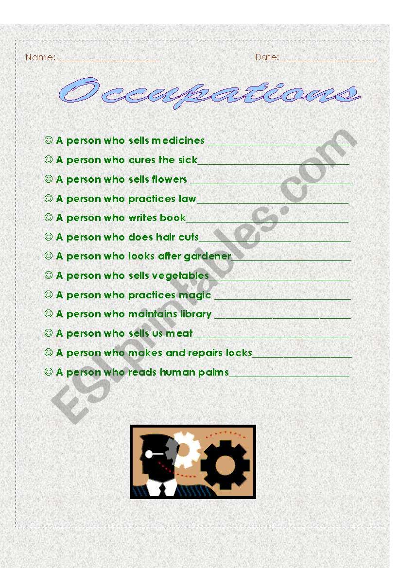 Occupations worksheet