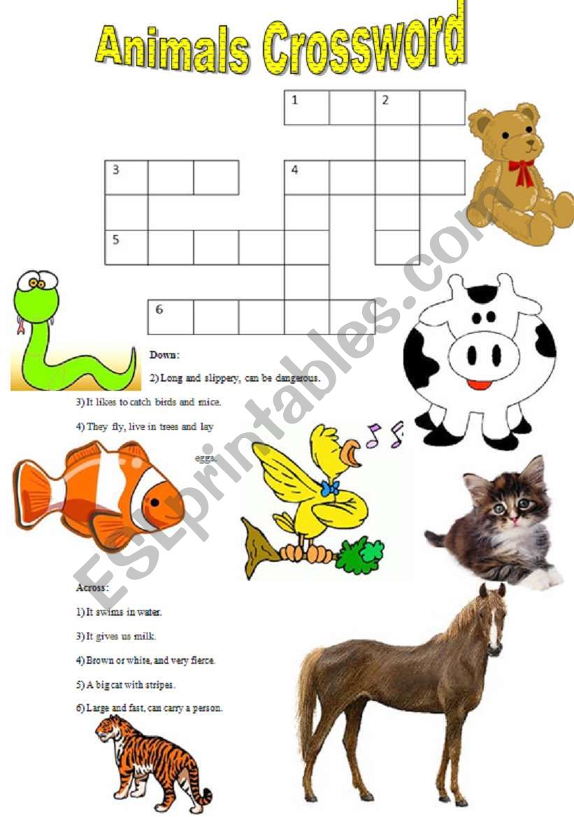 Animal crossword and domino set with answers!