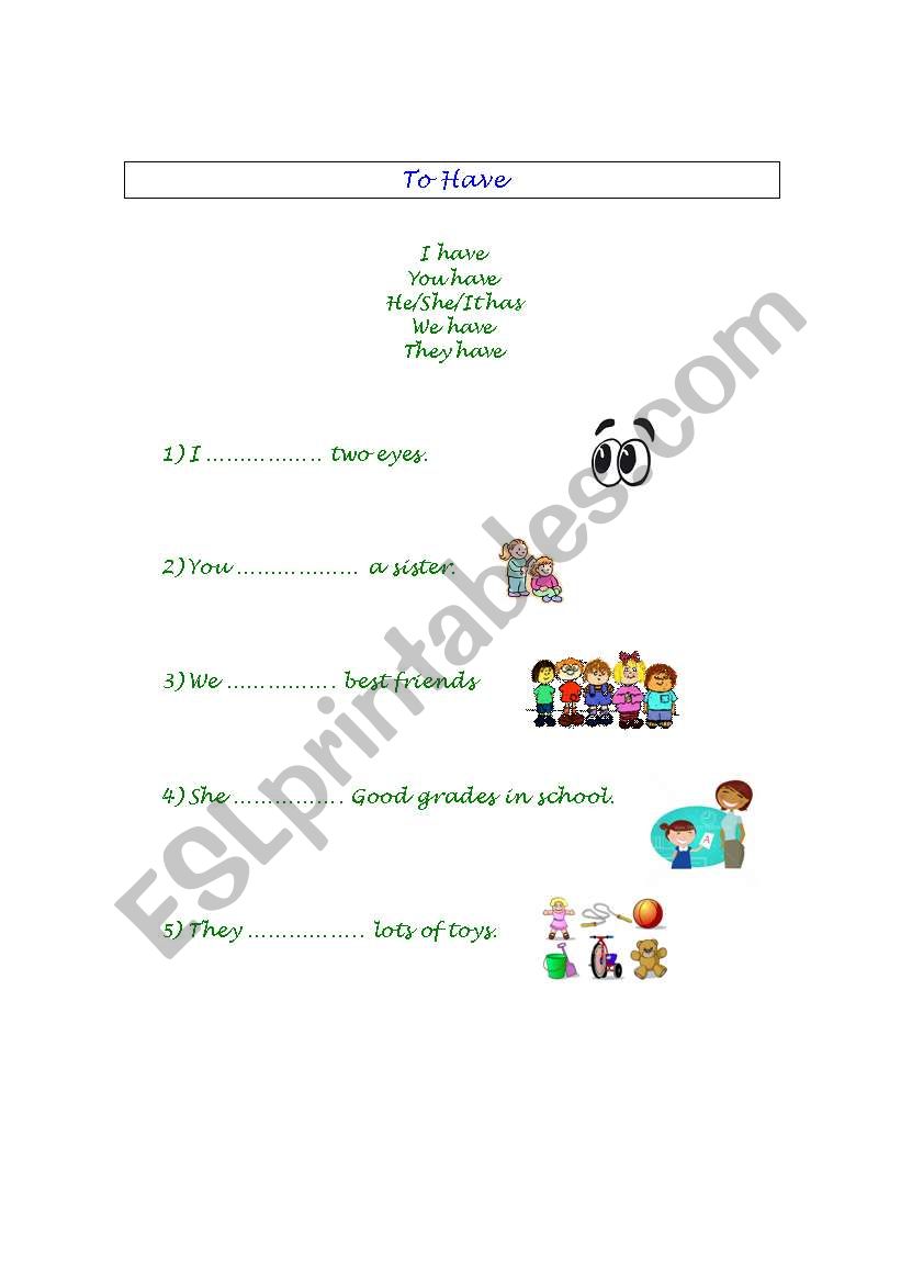 To Have verb practice worksheet