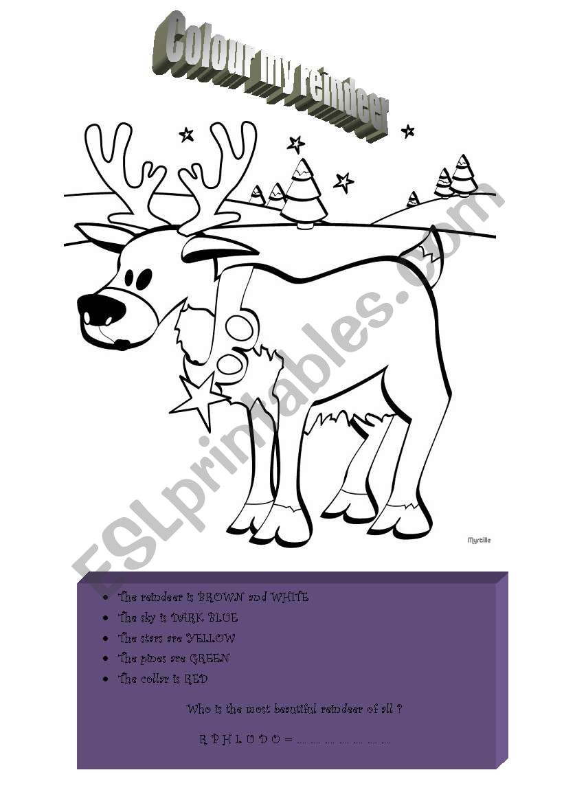 Rudolph colouring worksheet