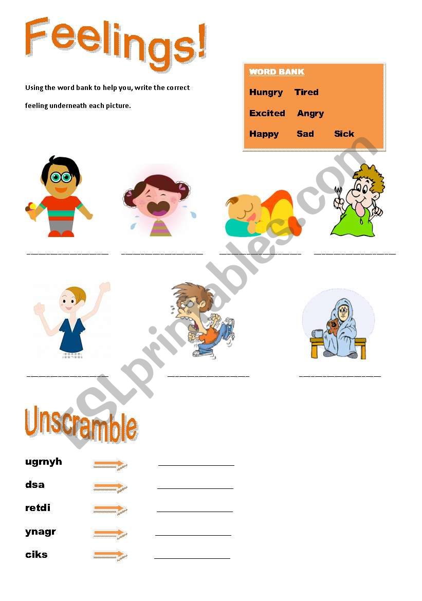 Feelings activity 2 pages worksheet