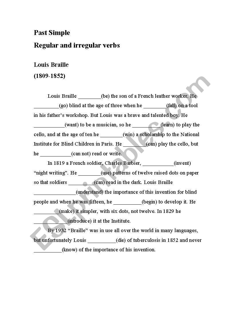 Past simple text worksheet