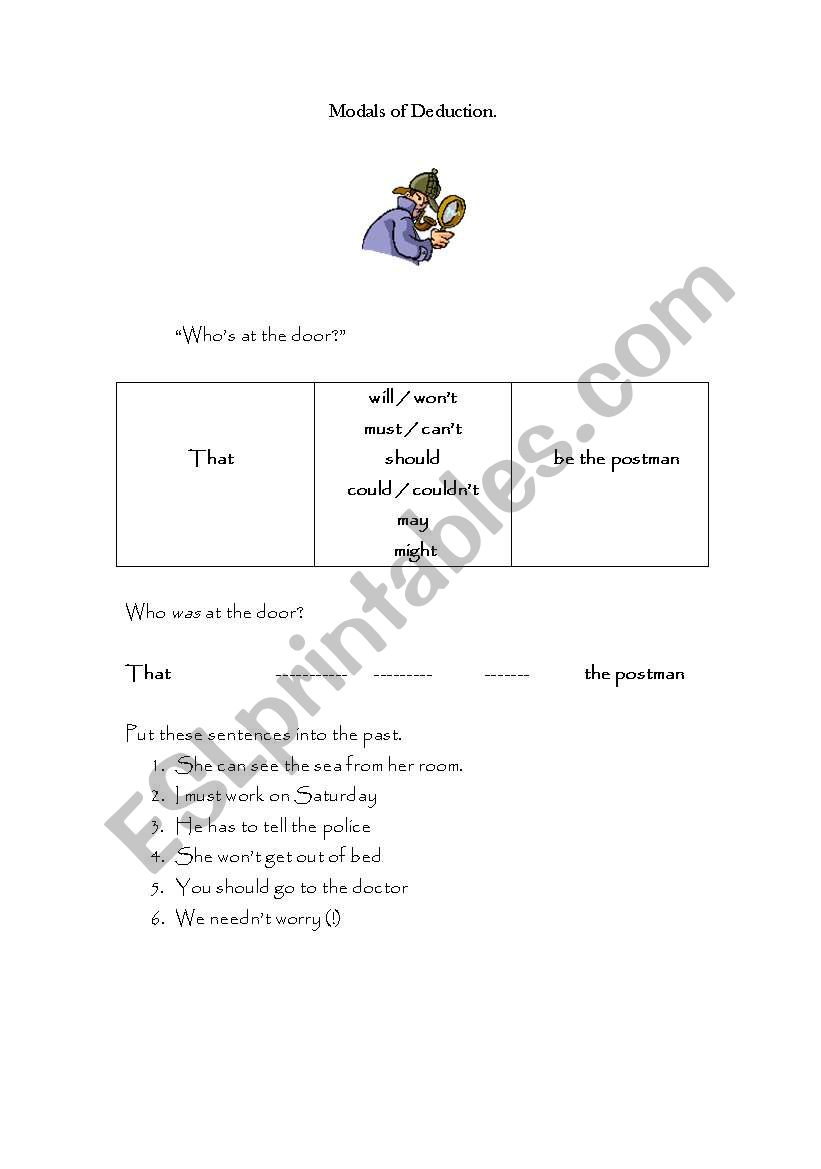 Modals of Deduction worksheet