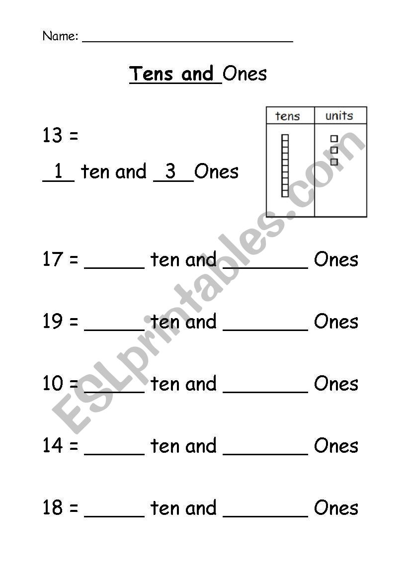 Tens and Ones worksheet