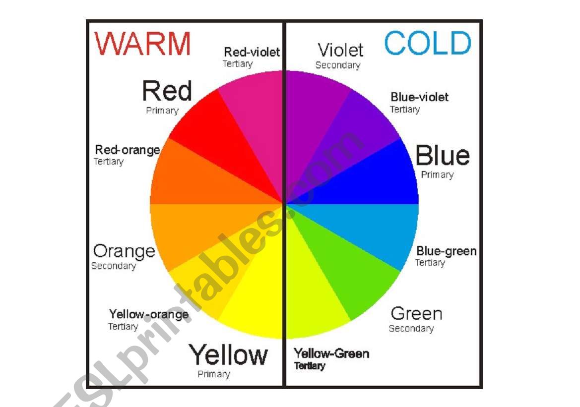 The warm and cold colors worksheet