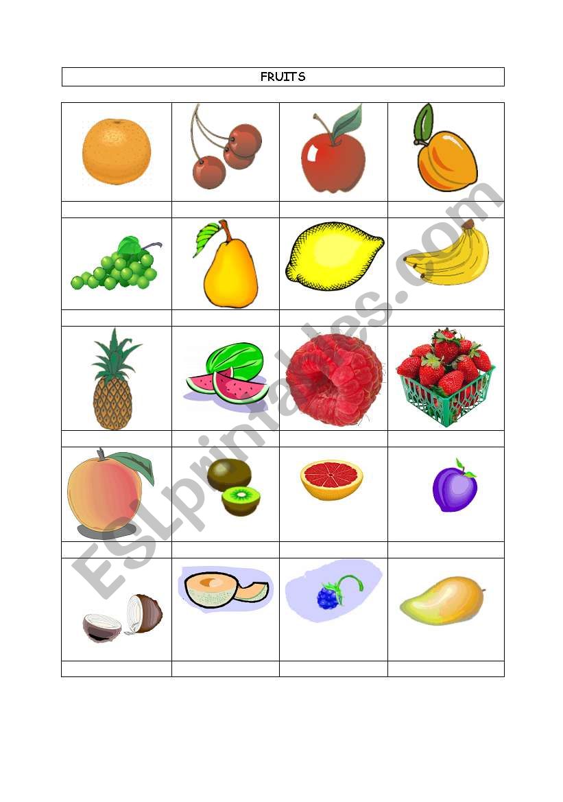 FRUIT worksheet