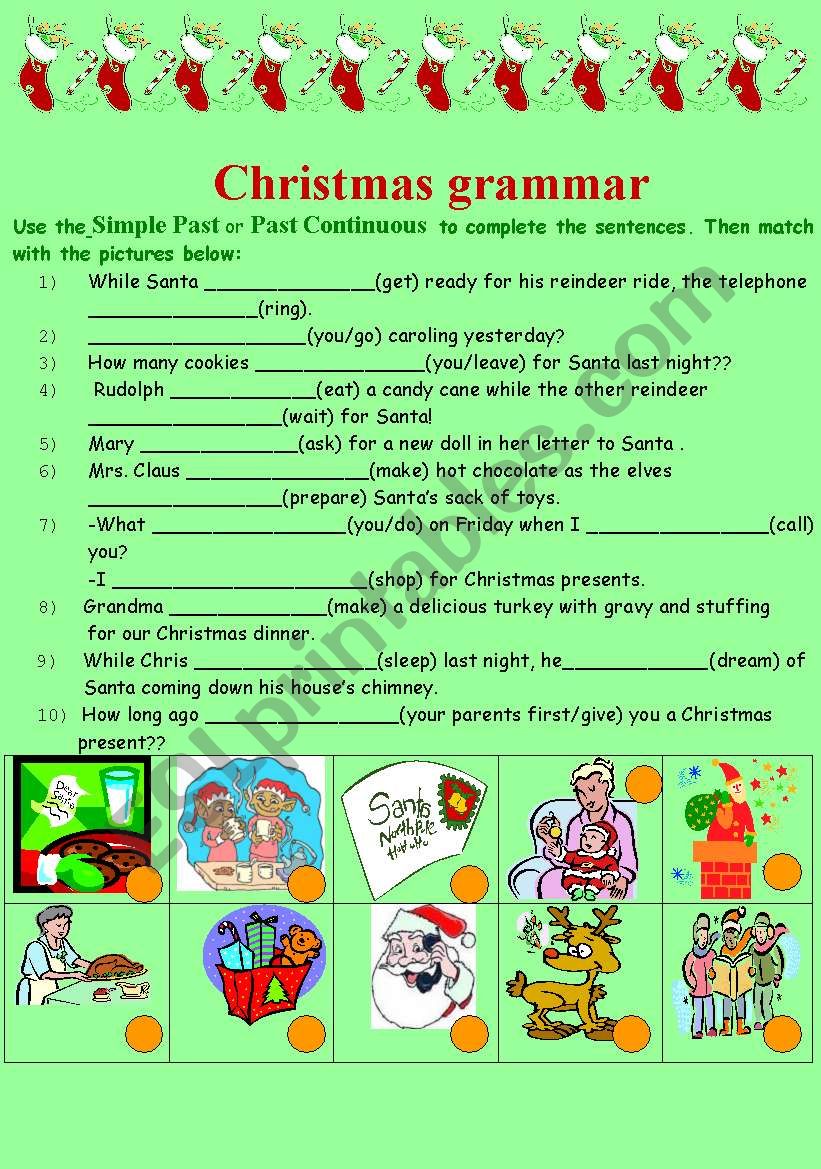 grammar and christmas worksheet