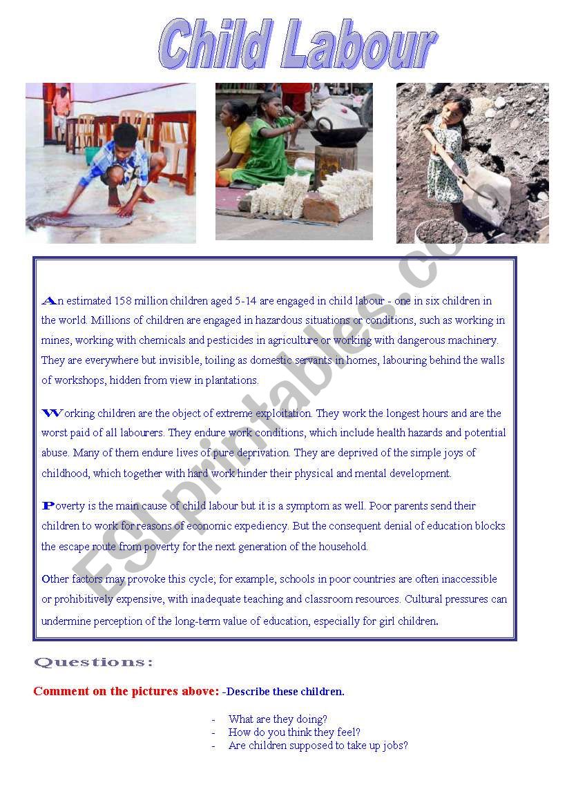 Reading: Child Labour worksheet