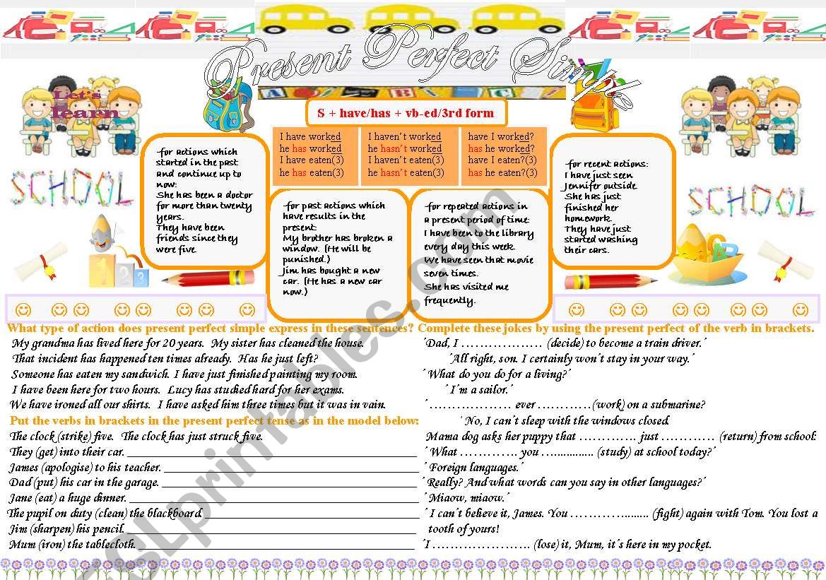 Present perfect simple worksheet