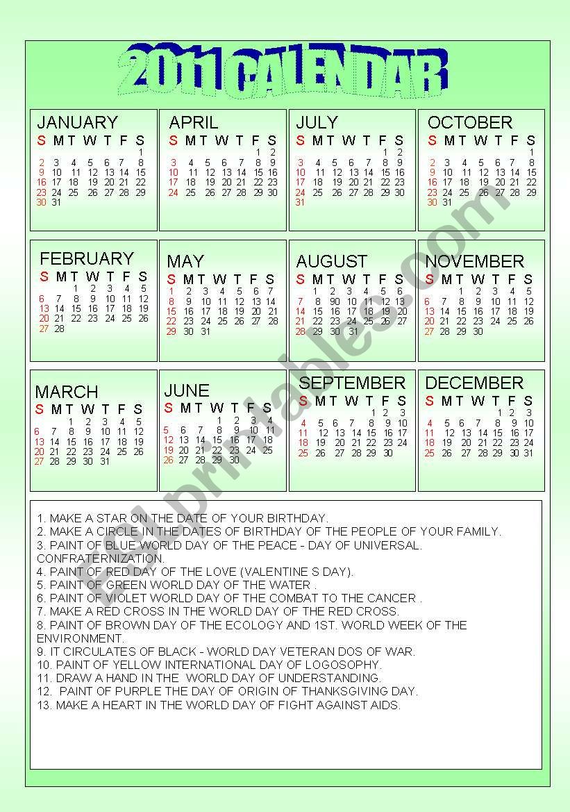 2011 CALENDAR    - B&W  + KEY INCLUDED