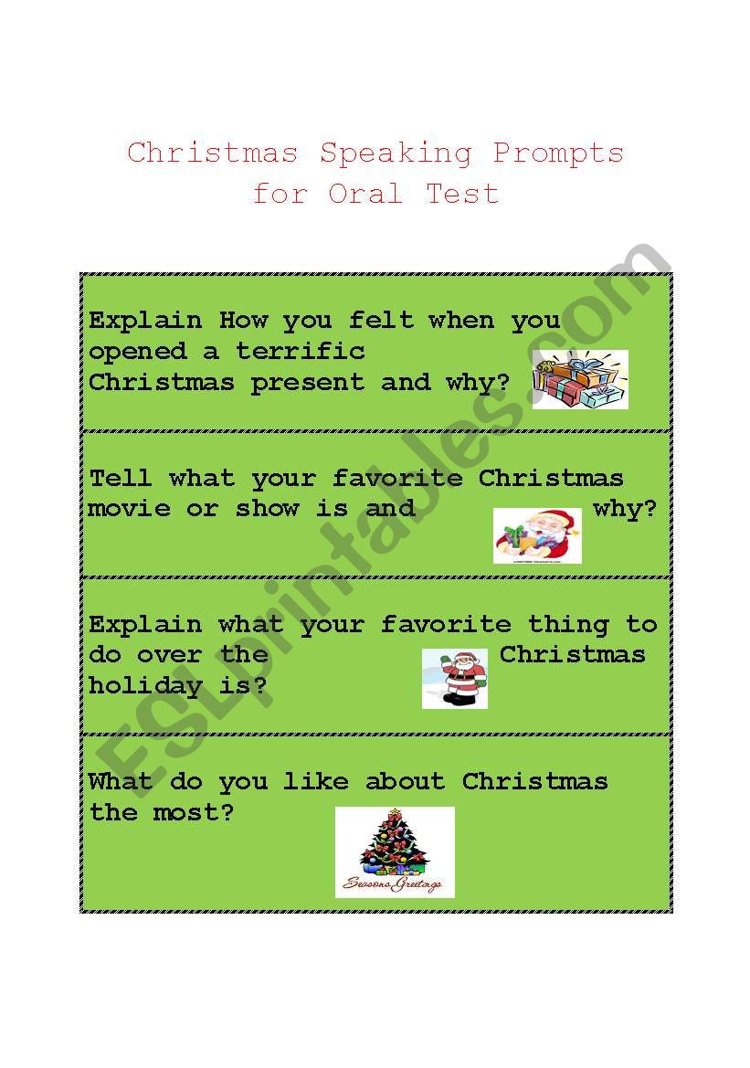 Speaking Christmas promts for oral test