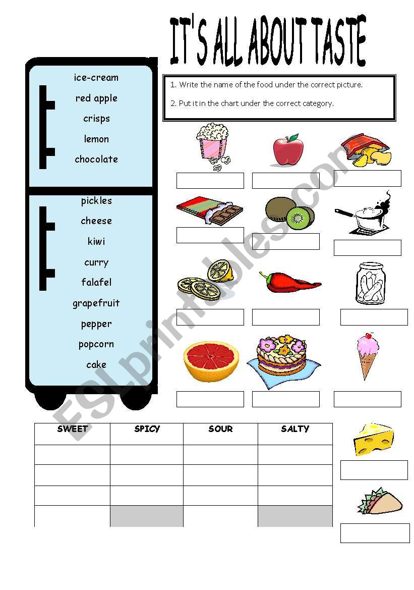 Its all about taste worksheet