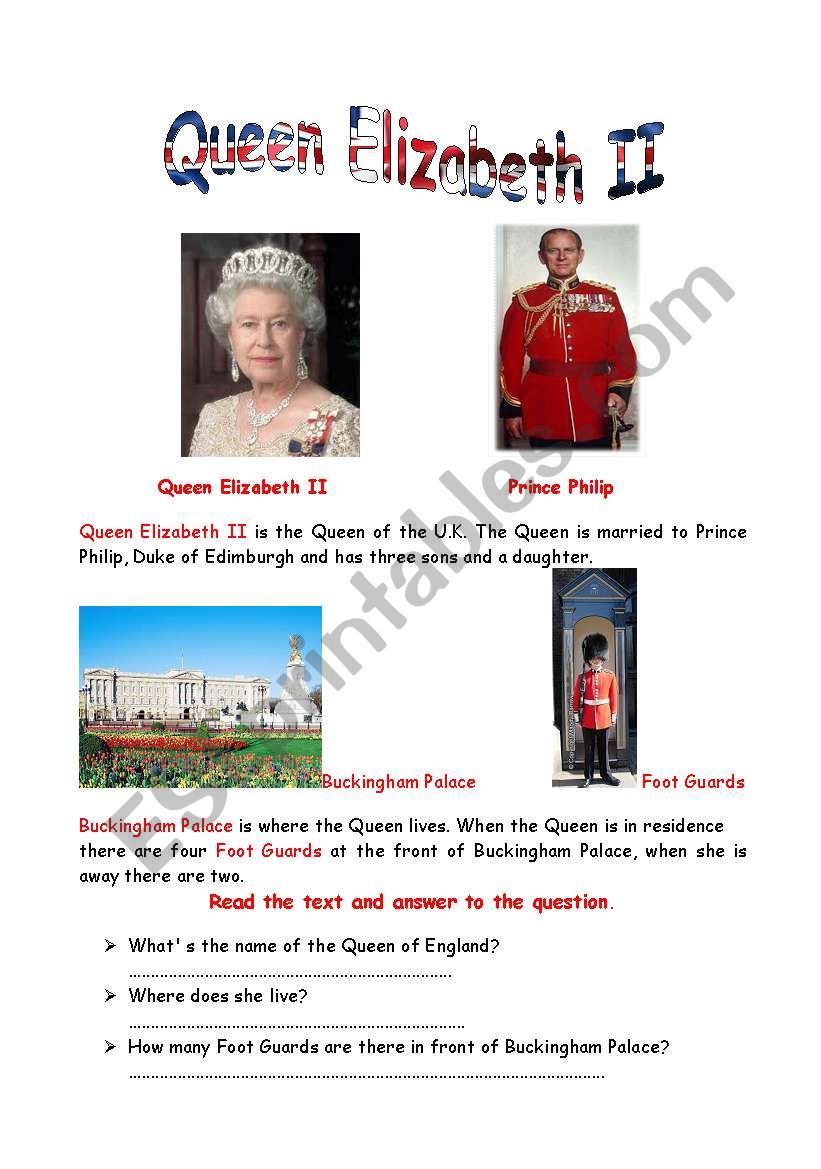 Queen Elizabeth II worksheet