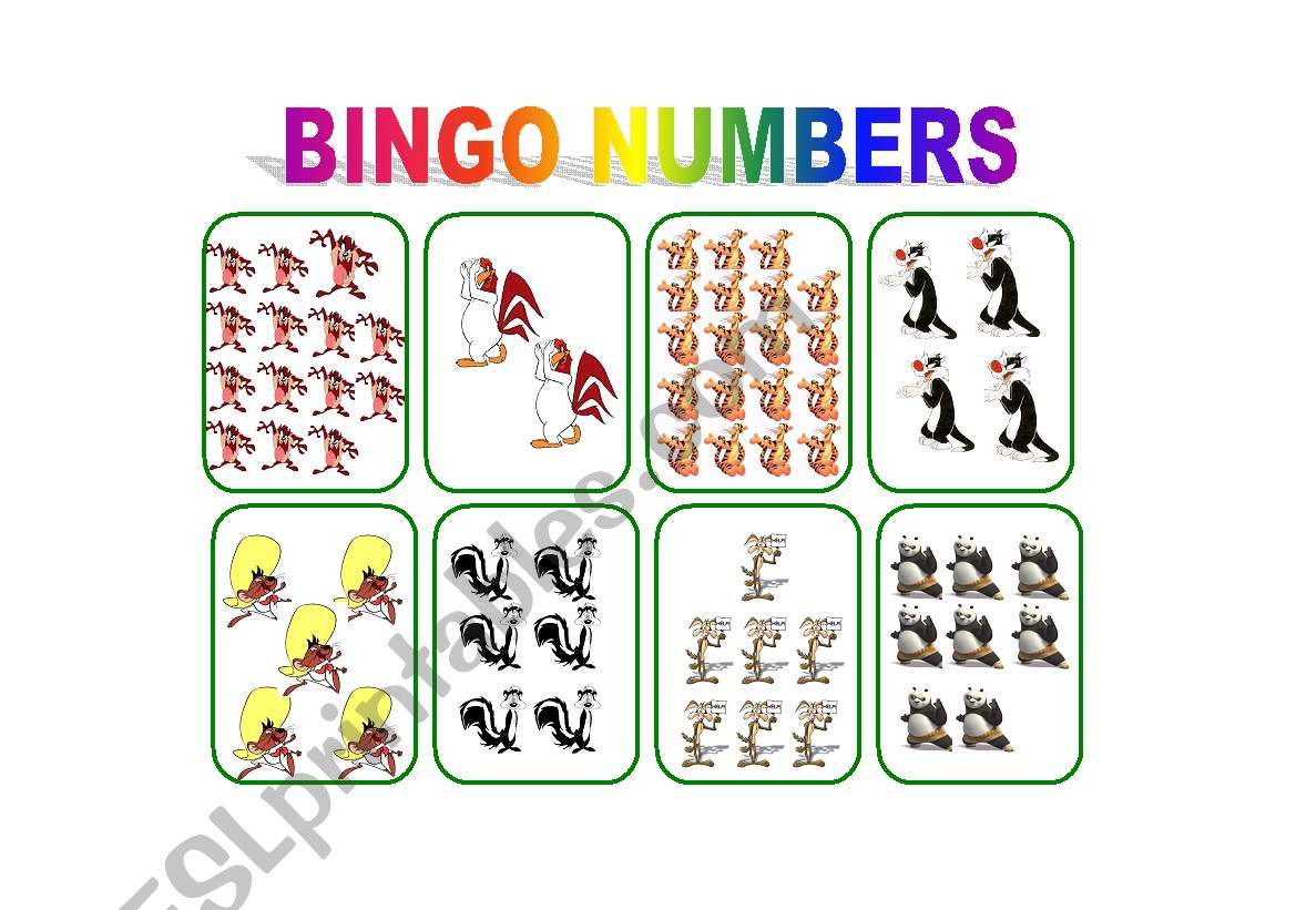 BINGO NUMBERS worksheet