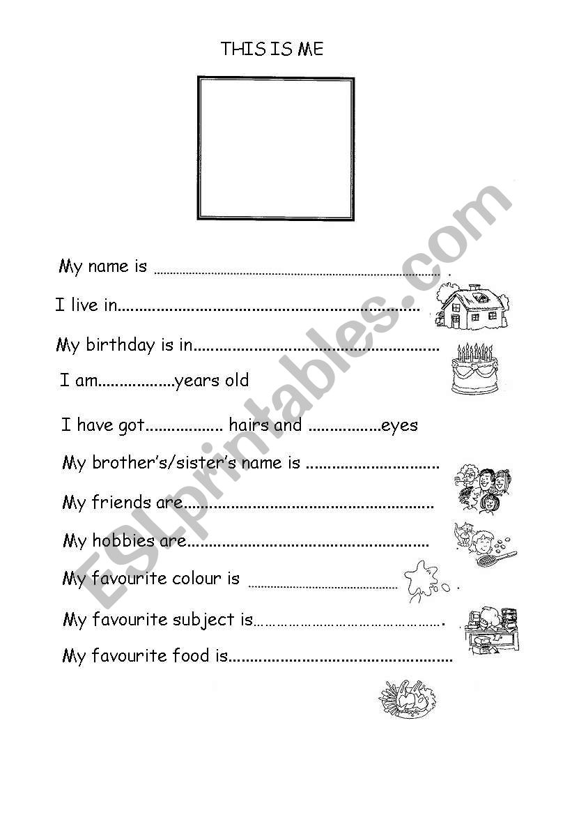 English worksheets this is me