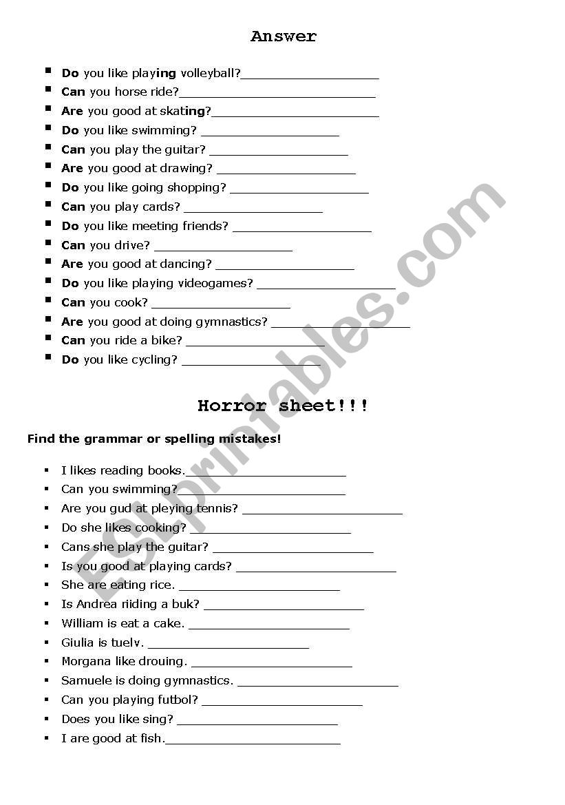 Can like good at worksheet