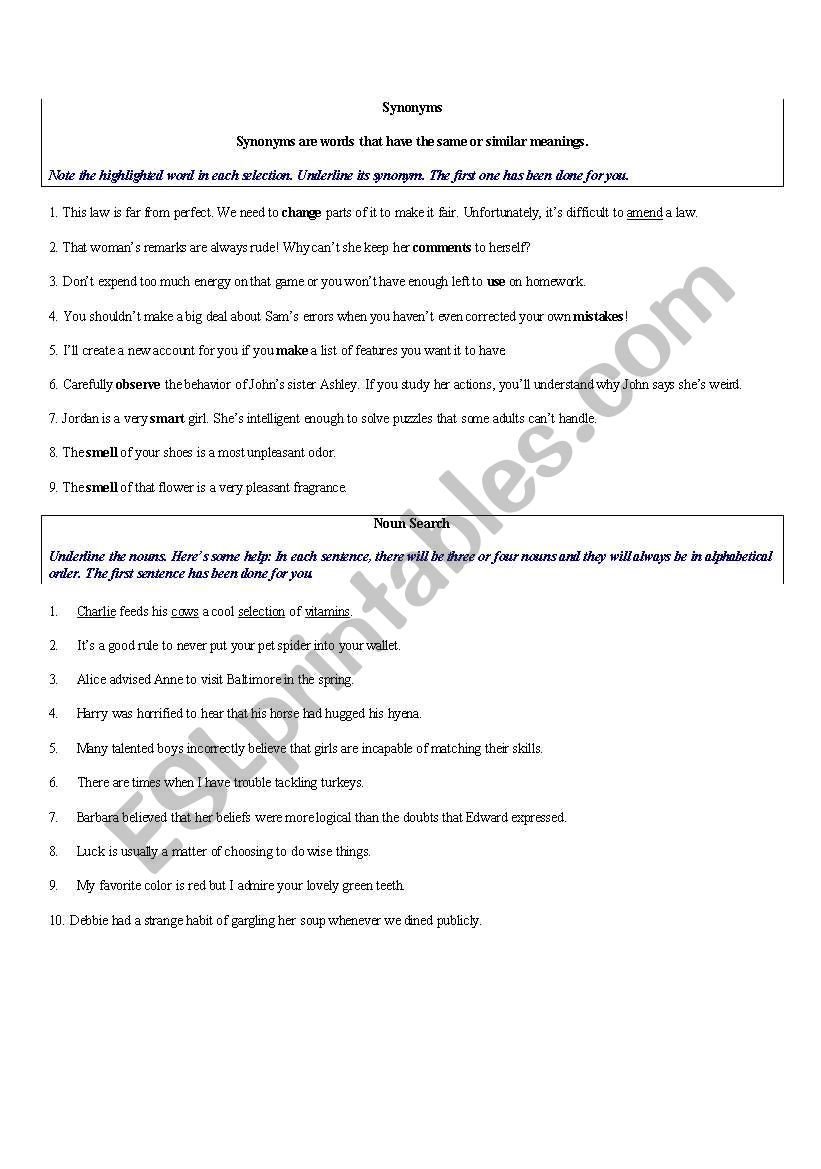 grammar exercises worksheet