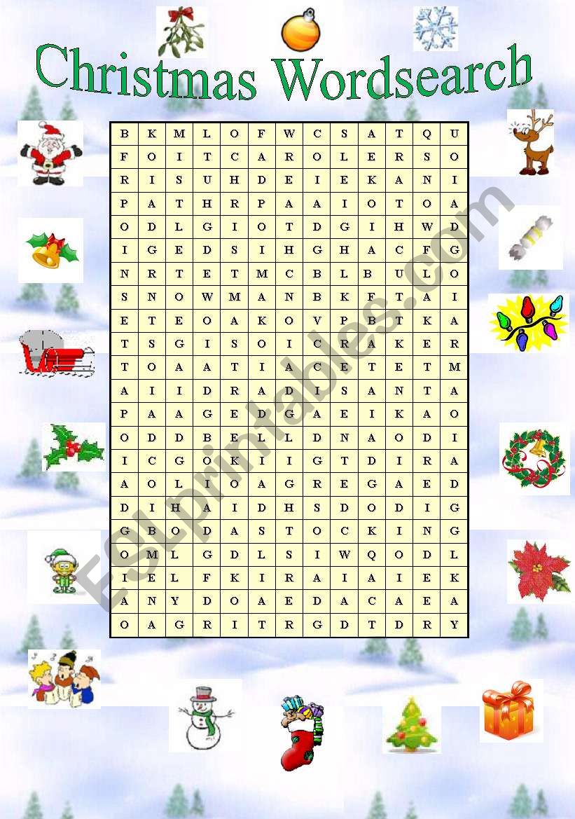 Christmas Wordsearch -  Editable with key