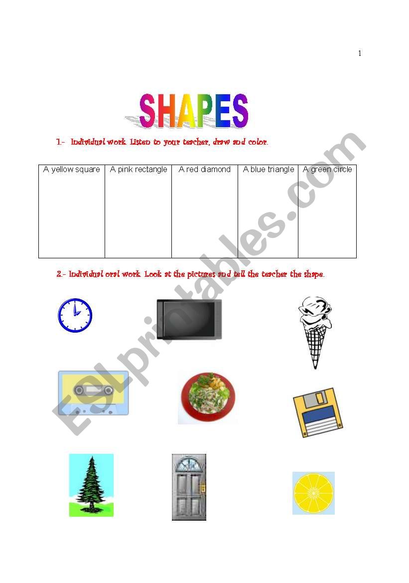 SHAPES worksheet