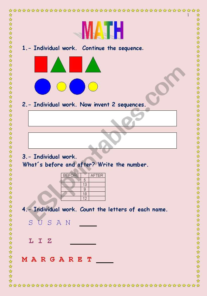 MATH (COUNTING) worksheet