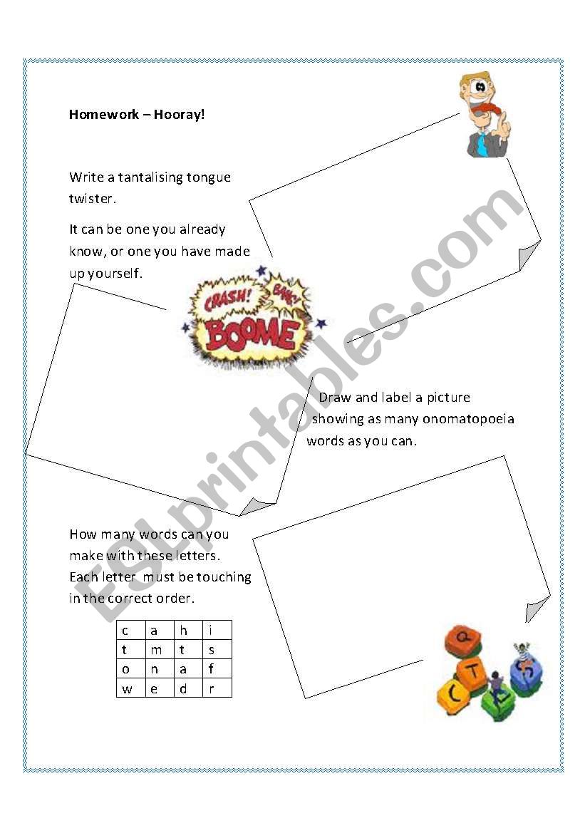 Fun Homework sheets - second set