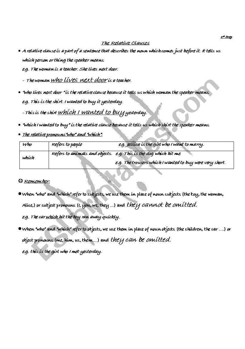 The relative clauses worksheet