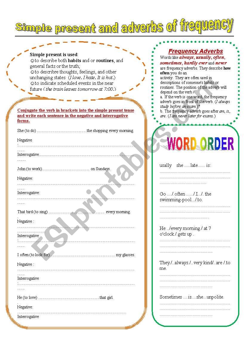 simple present and adverbs of frequency