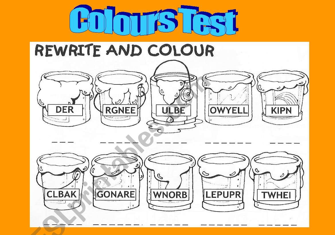 Test Colours for kids!Ready to print & use!!!