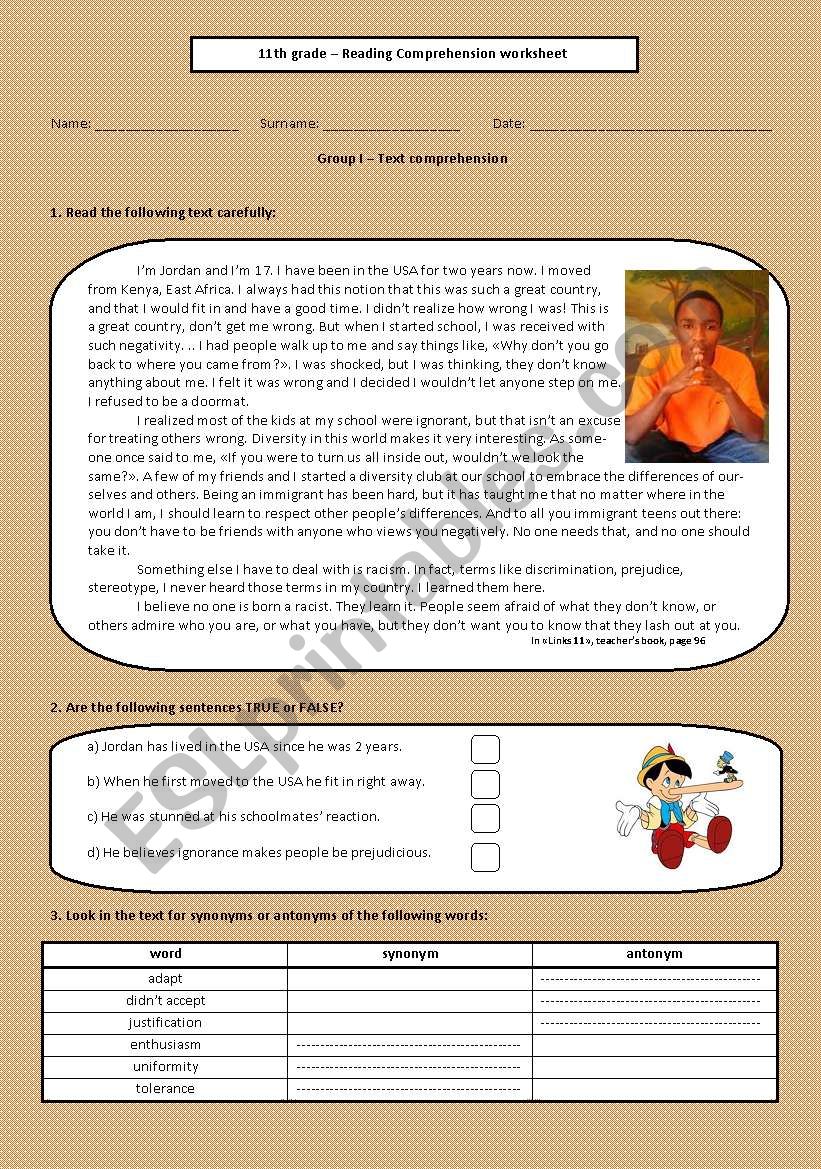 Immigration worksheet