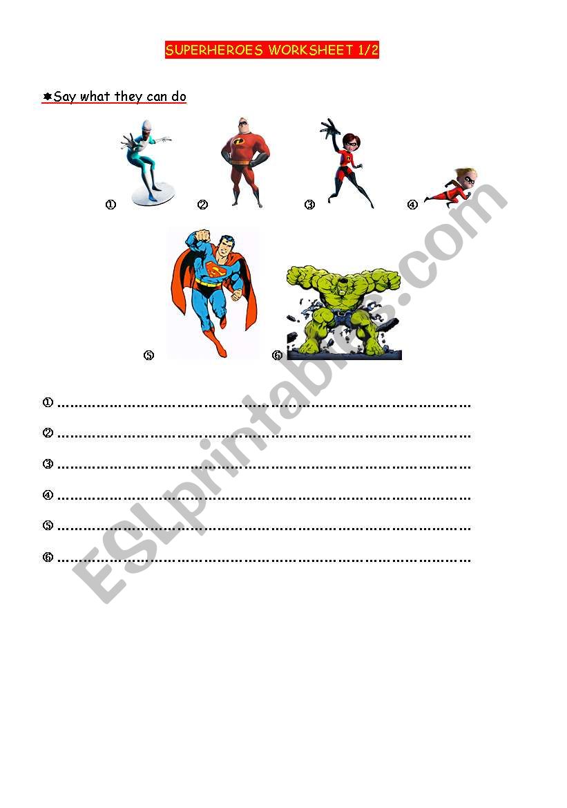 CAN with superheroes worksheet