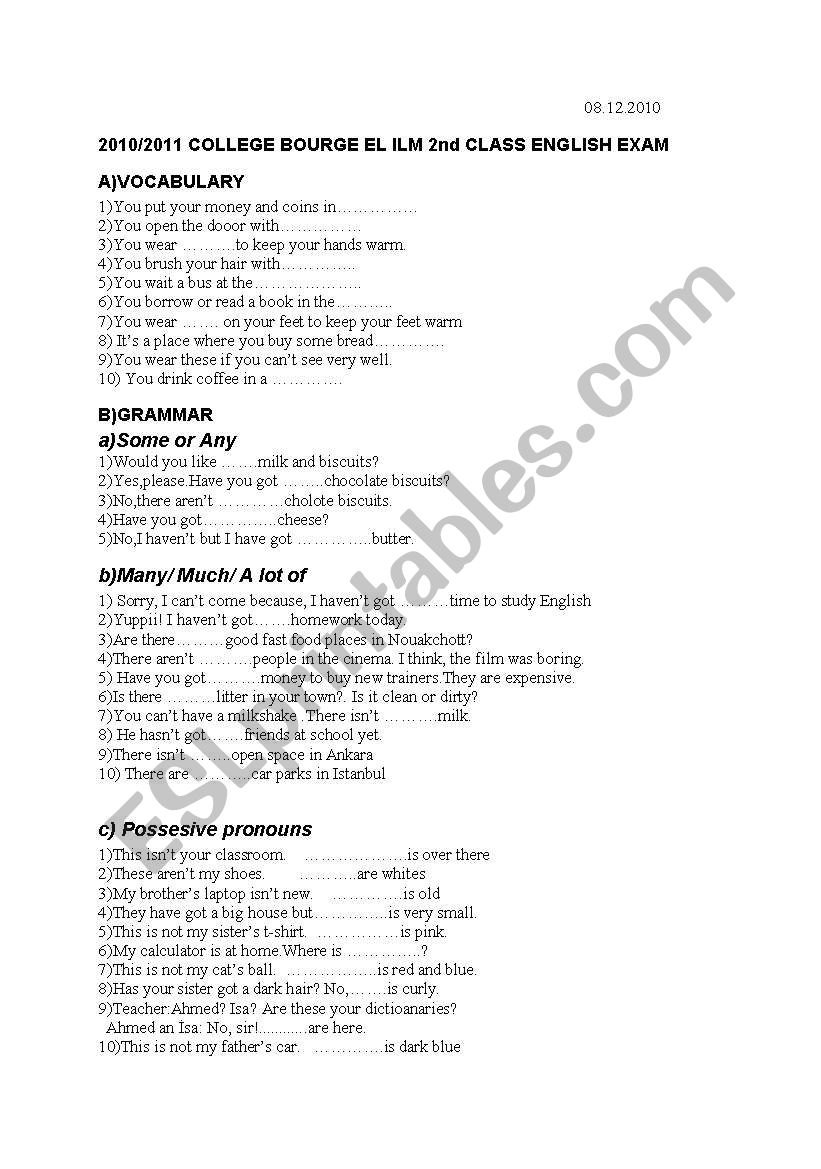 Examination containing countables and uncountables