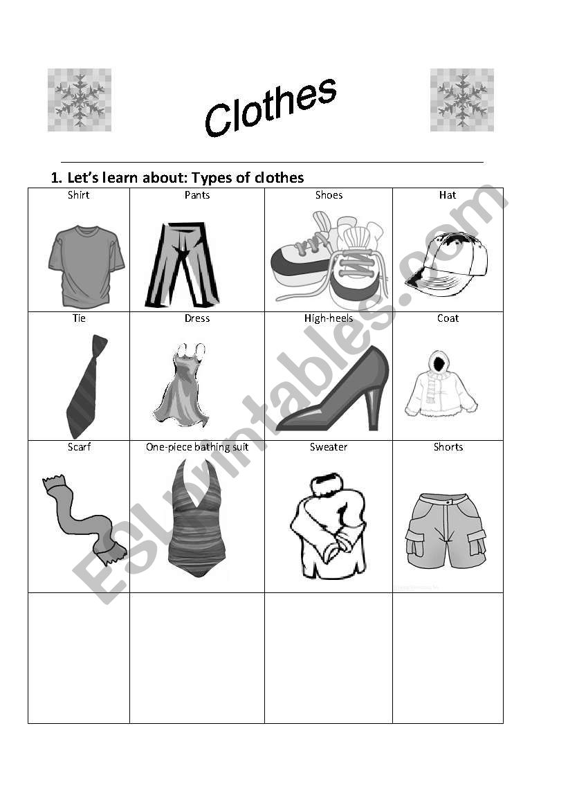 Shopping for Clothes worksheet