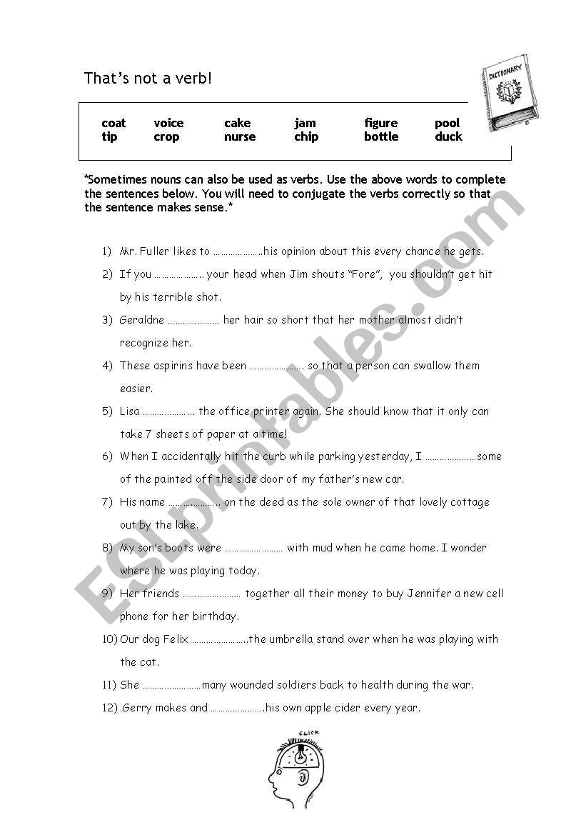 Thats not a Verb! worksheet