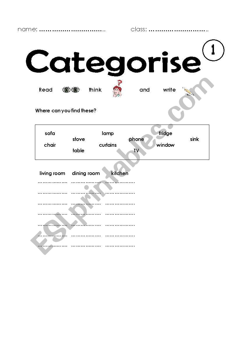 parts of the house worksheet