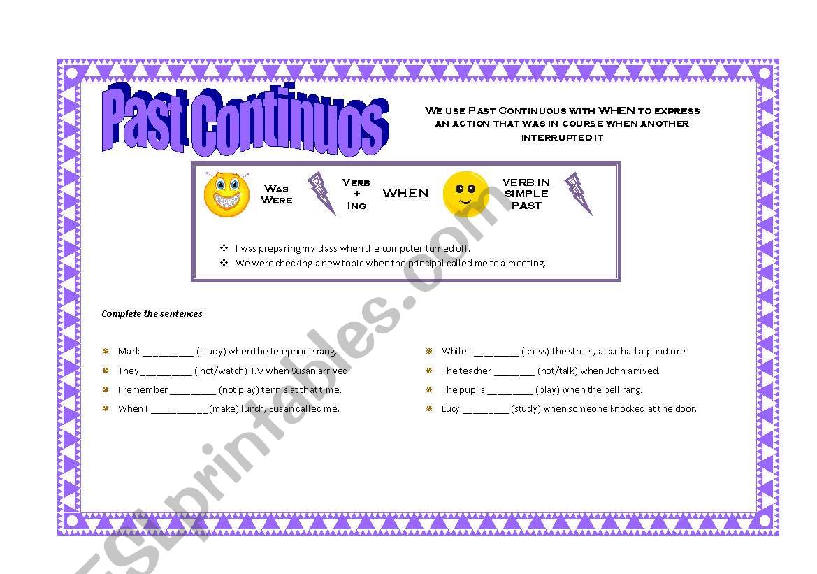 Past Continuos with WHEN worksheet