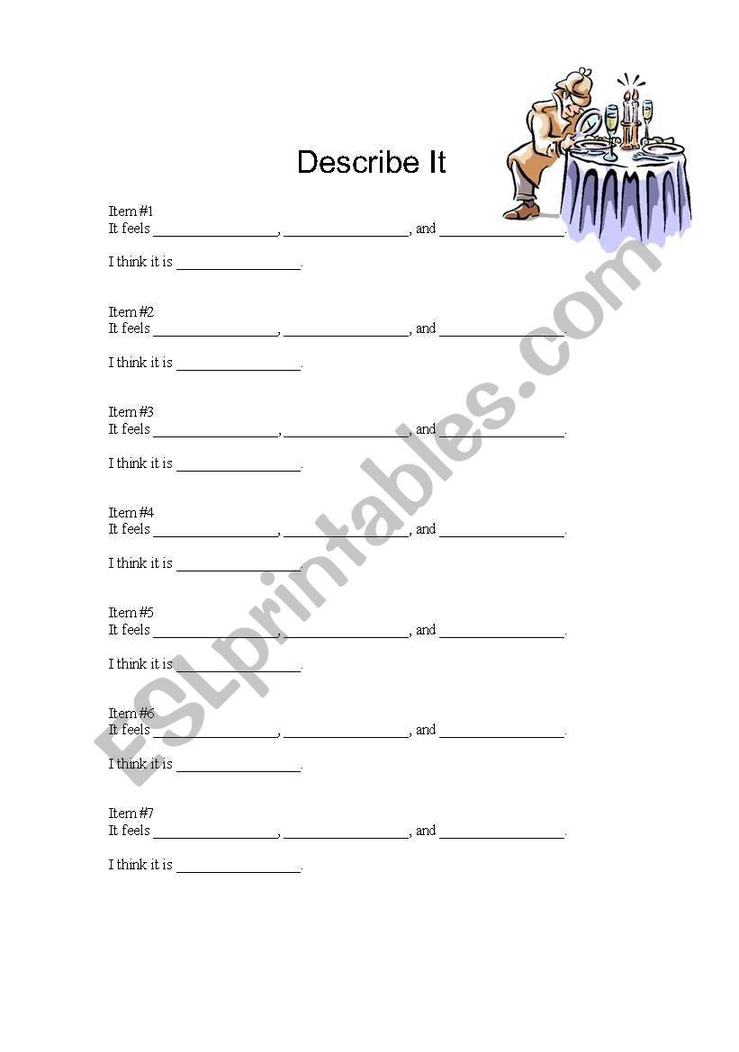 Describe It worksheet