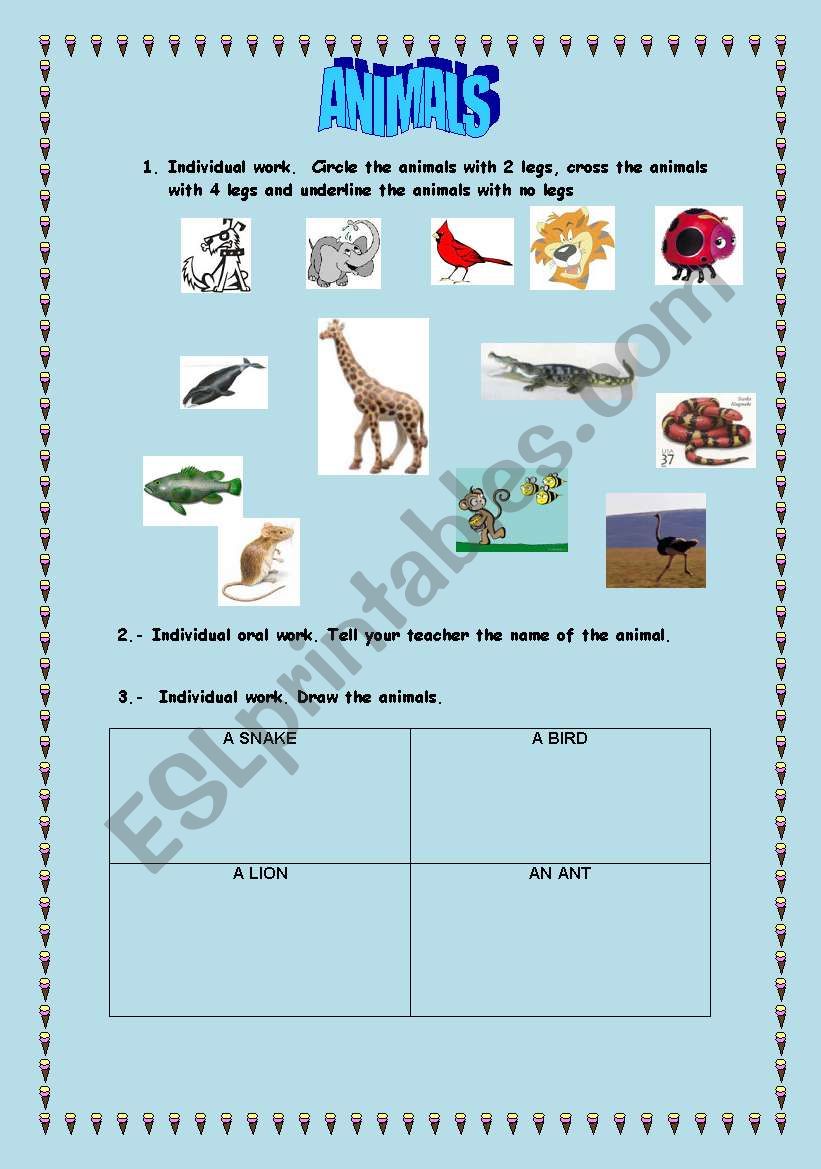 ANIMALS worksheet