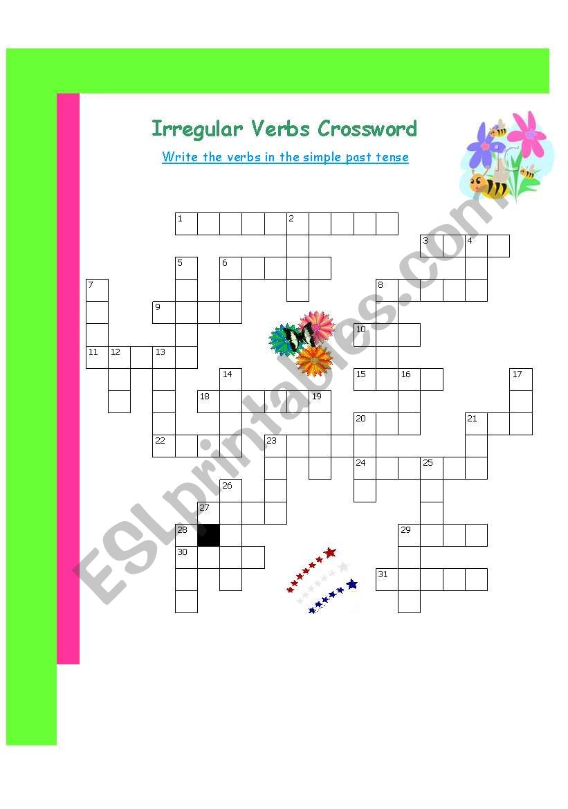 Irregular Verbs Crossword worksheet