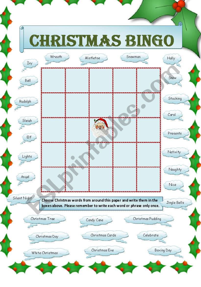 Christmas Bingo worksheet