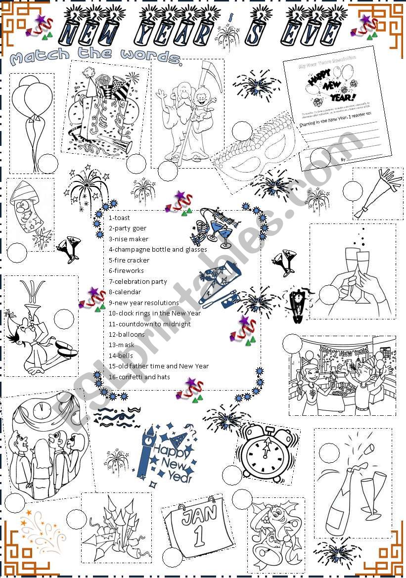 New Year´s eve worksheet