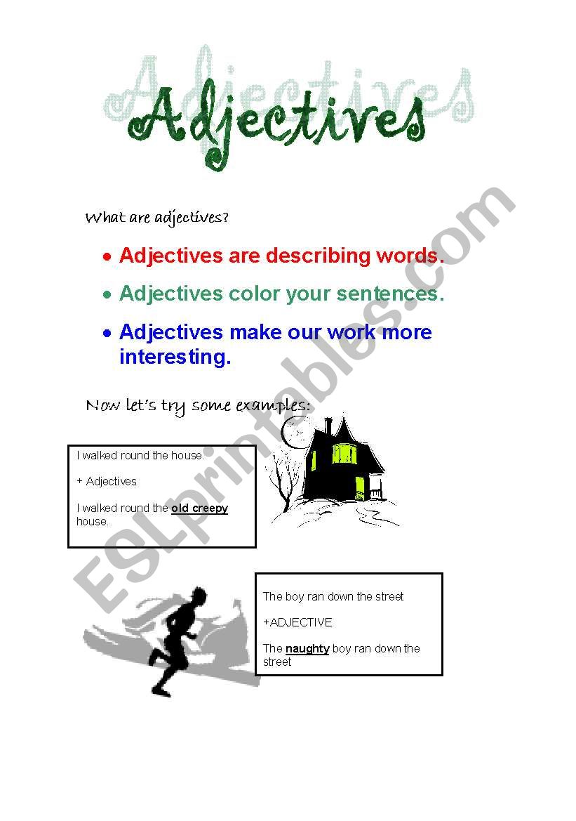 explanation of adjective worksheet
