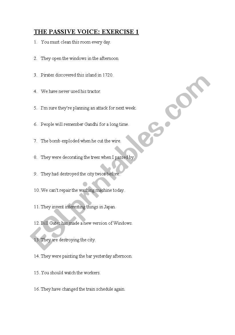 The Passive voice activities worksheet