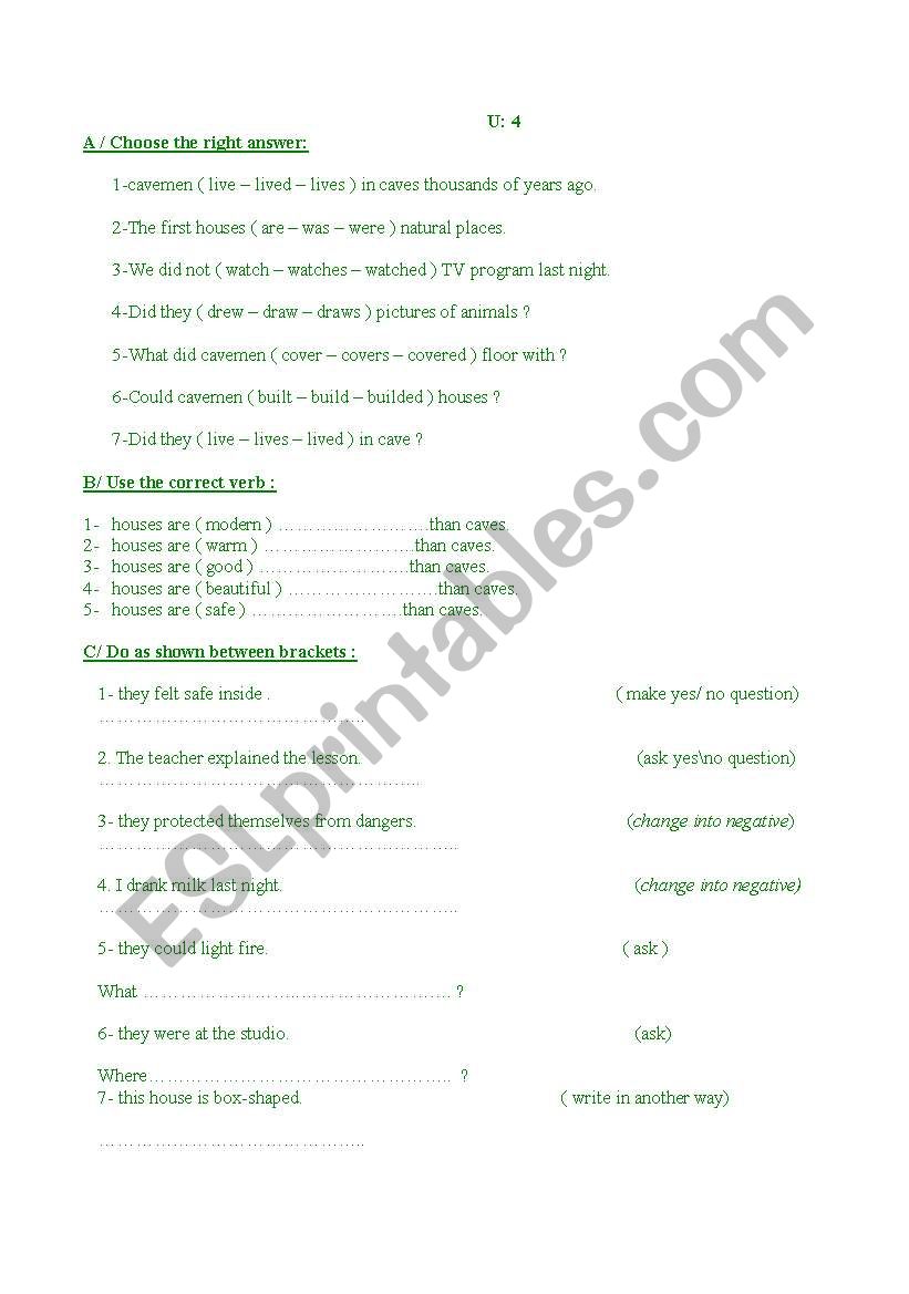past Tense worksheet
