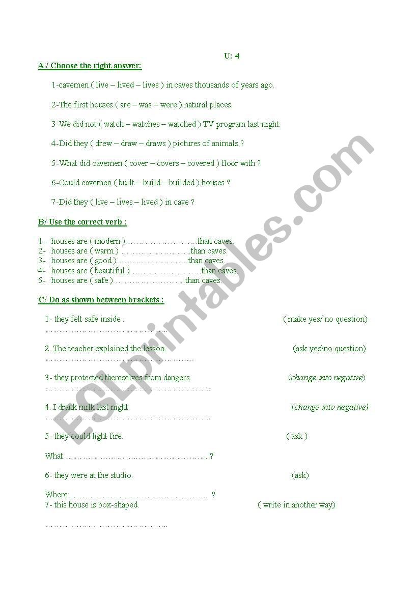 past Tense worksheet